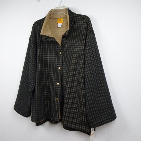 Ruby Rd Jacket Women's Plus Size 3X Black Windowpane Relaxed Fit Snap Front - Picture 3 of 10